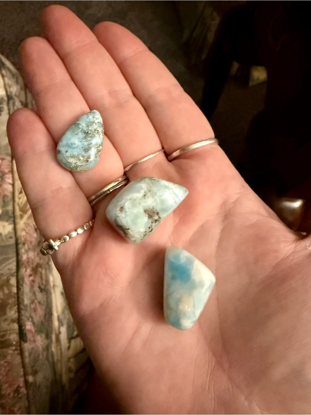 Larimar Blue Polished Stone Set — Women Jewelry